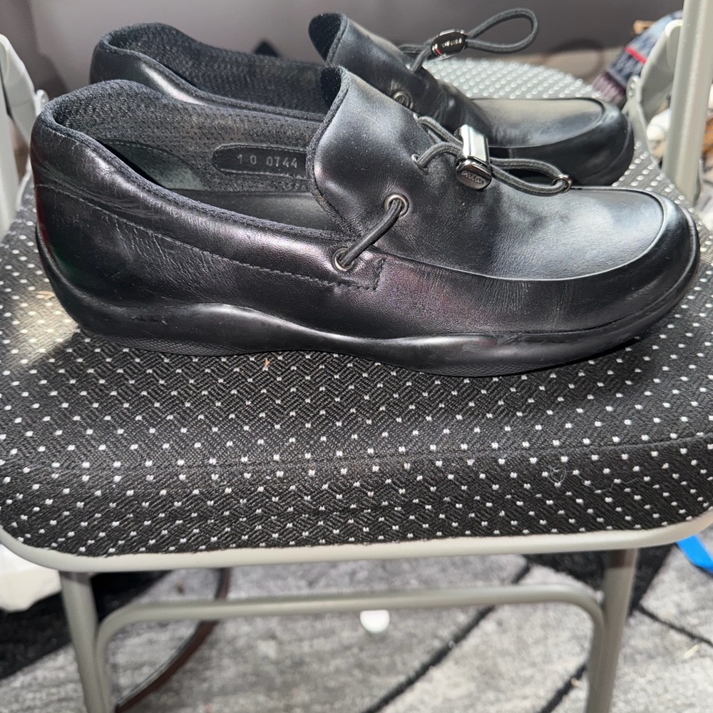 Prada Men's Black Leather Slip-On Loafers
